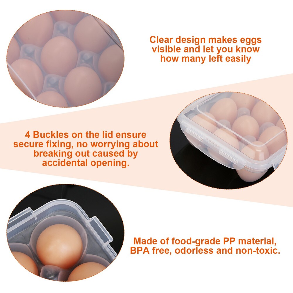 2x Plastic Egg Holder Stackable Egg Storage Box Egg Rack for Refrigerator Fridge