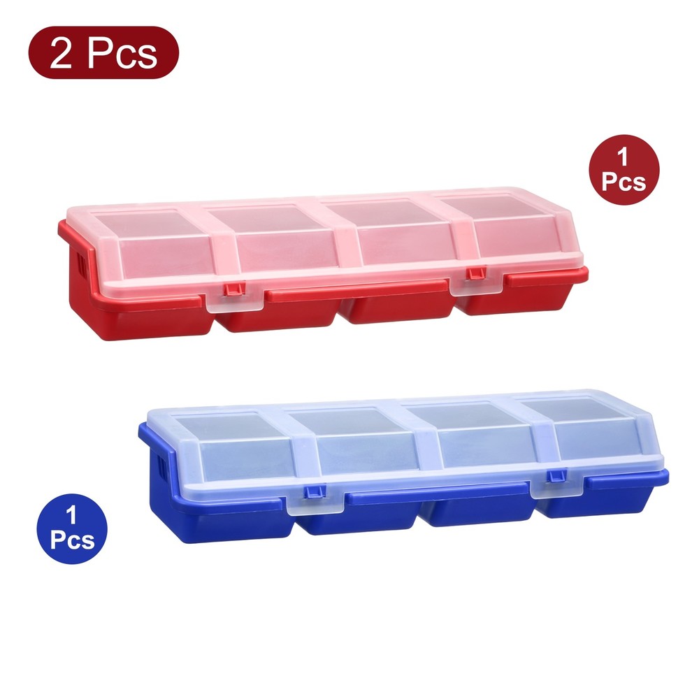 2pcs Screw Organizer Box Plastic Hardware Toolbox with Locks & Compartments