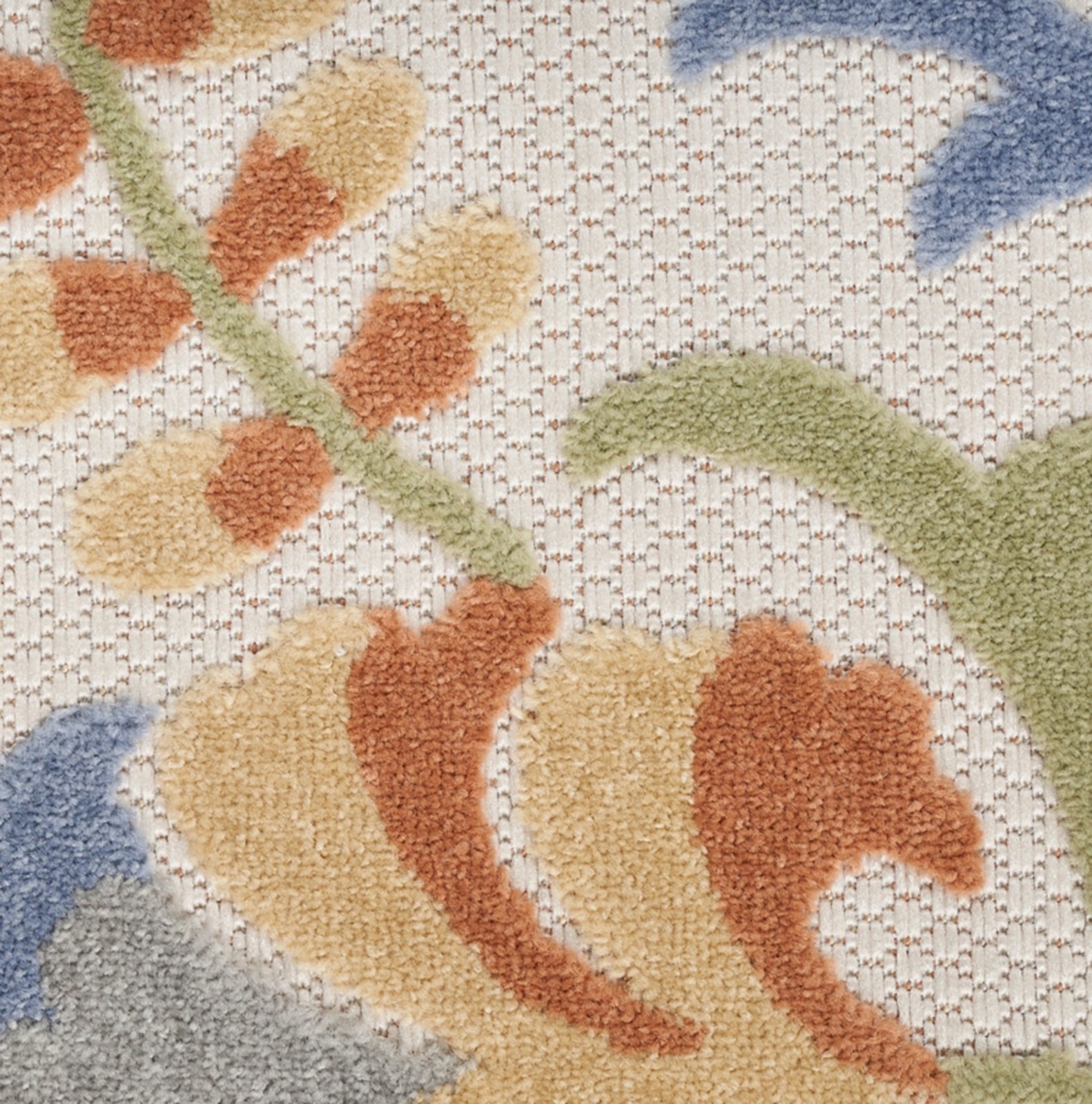 Nourison Home Splash Leafy Vines 5'x8' Indoor Outdoor Area Rug Ivory Blue Patio