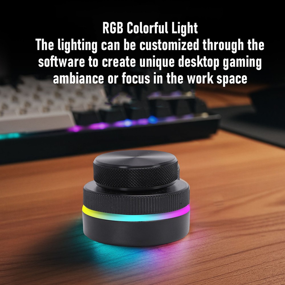 2-Customizable Knob With RGB Light For Volume Control Black