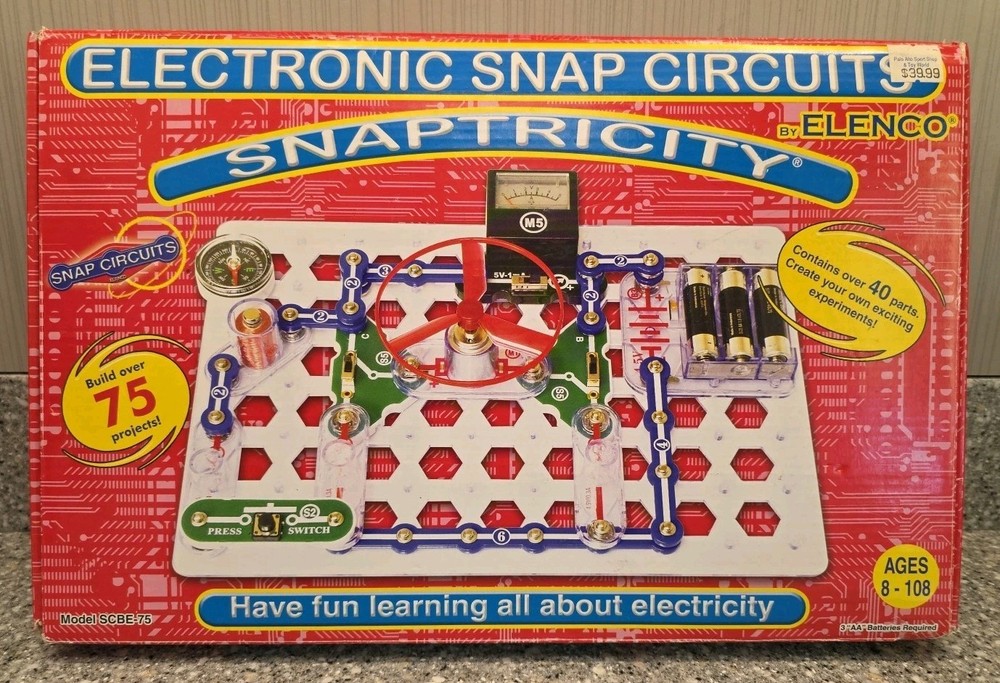 Snap Circuits Snaptricity Electronic Experiment Kit SCBE-75 2011 Elenco Complete