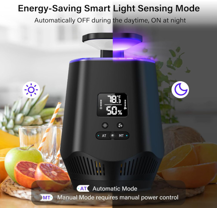Indoor fruit fly trap with temperature & humidity sensor, includes 10 sticky boa