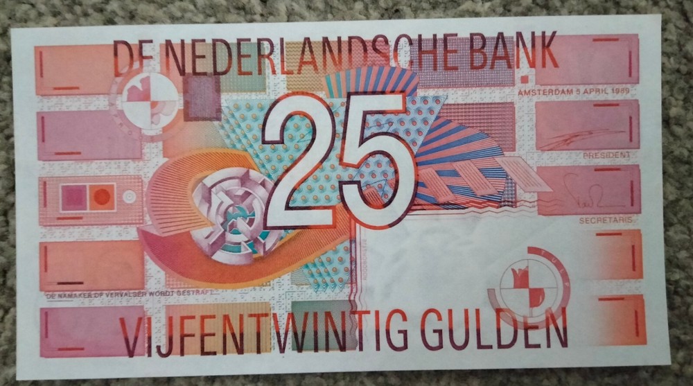 Netherlands 25 Gulden 1989 P100a  Unc