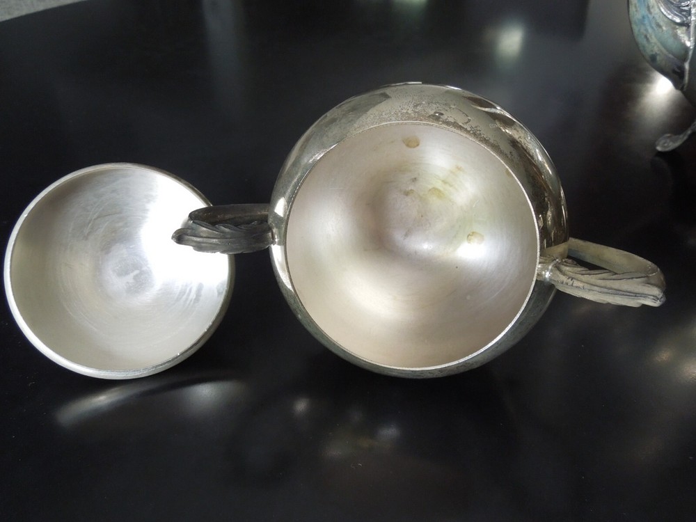 FB Rogers Silver Co. Tea Set Silver Plated Teapot , Cream & Sugar With Lid