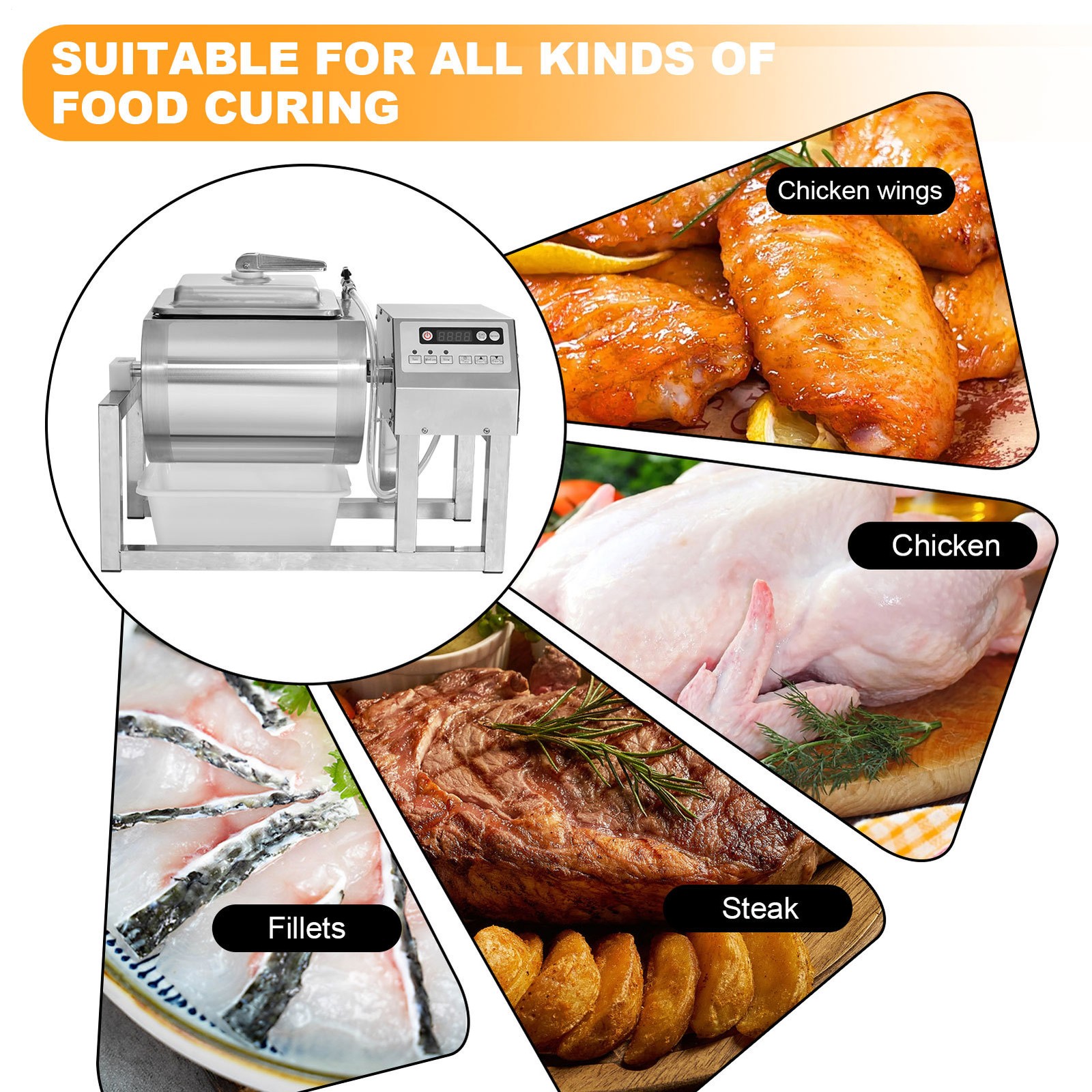 18L Meat Tumbler Marinator Vacuum Pump Curing Rolling Marinating Machine
