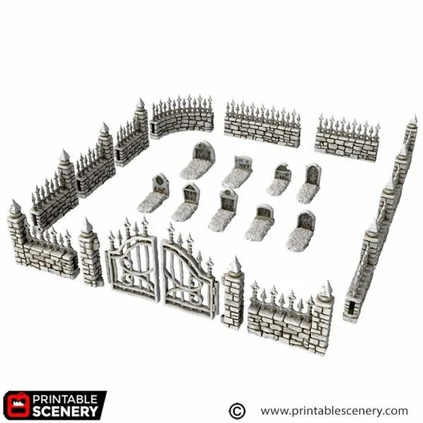 OpenLock Graveyard Corpses, Crypts 3D Printed Tabletop Terrain DND (32mm)
