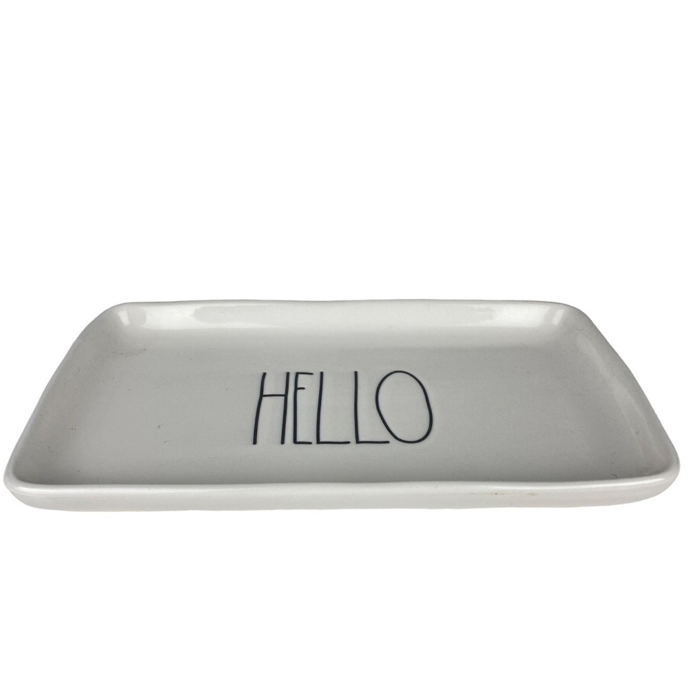 Rae Dunn Artisan Collection "Hello" Ceramic Rectangular Tray 10" X 5" White