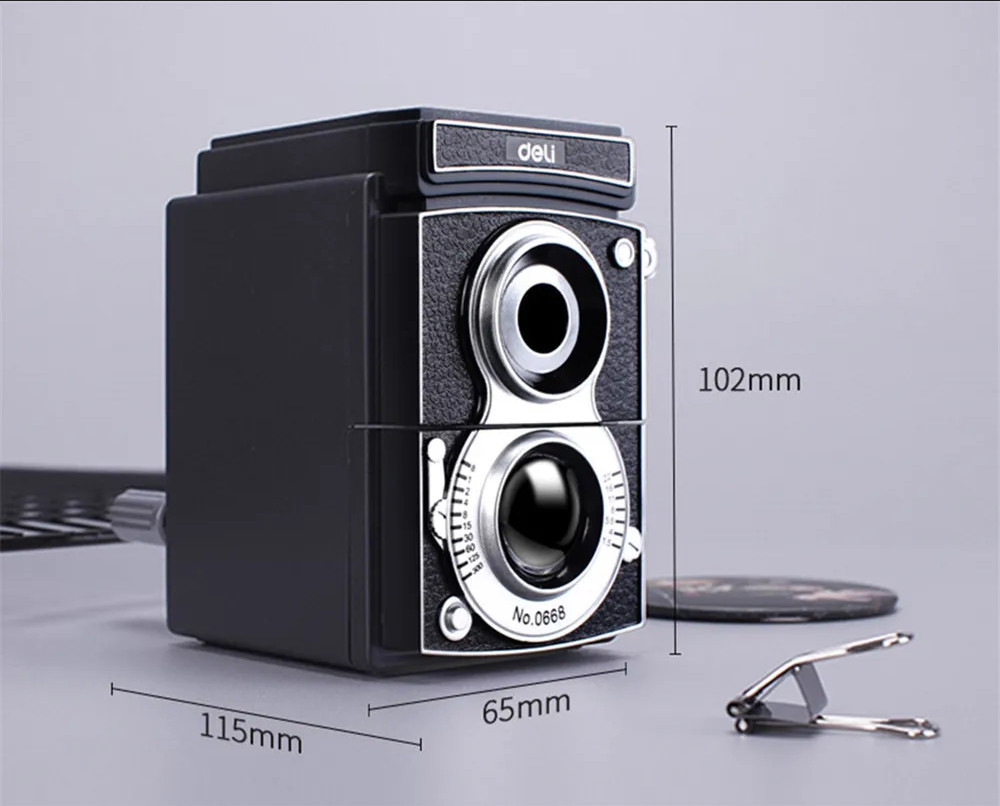 Deli 0668 vintage adjustable camera pencil sharpener