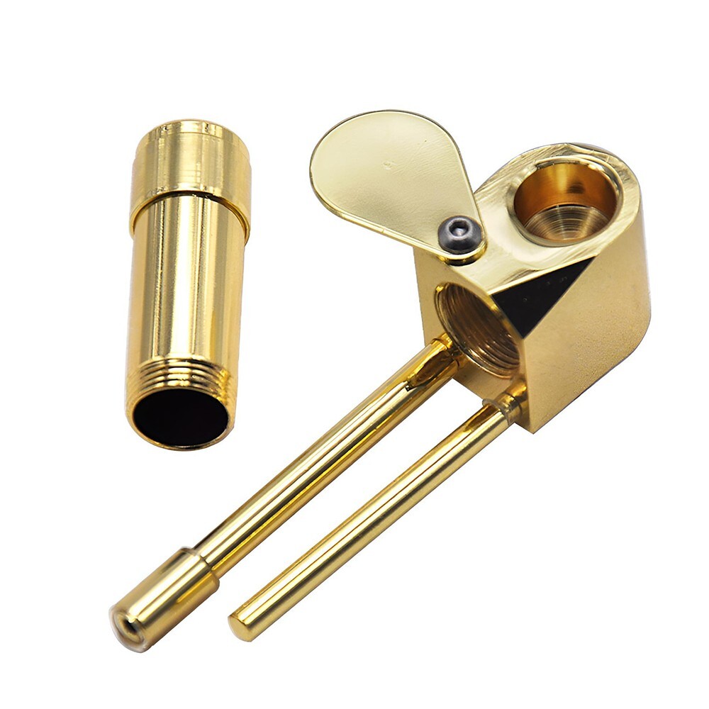 Authentic Solid Brass Herb Tobacco Pipe Smoking Proto Tar Trap Stash Storage