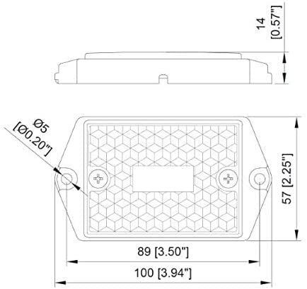 [2x] Square Red 3-LED Side Marker Reflex Light Surface Mount 2-4/5" Rectangular