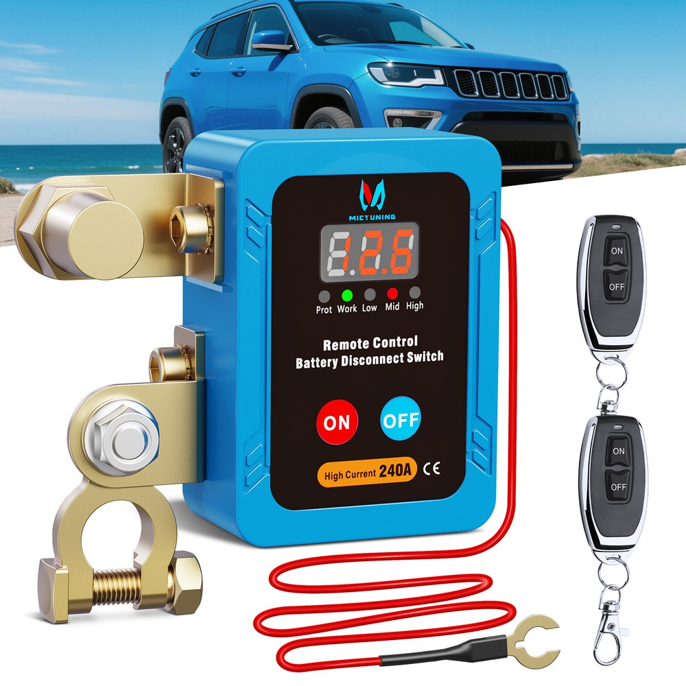 12V 240A Car Remote Battery Disconnect Kill Off Switch with LED Voltage Display