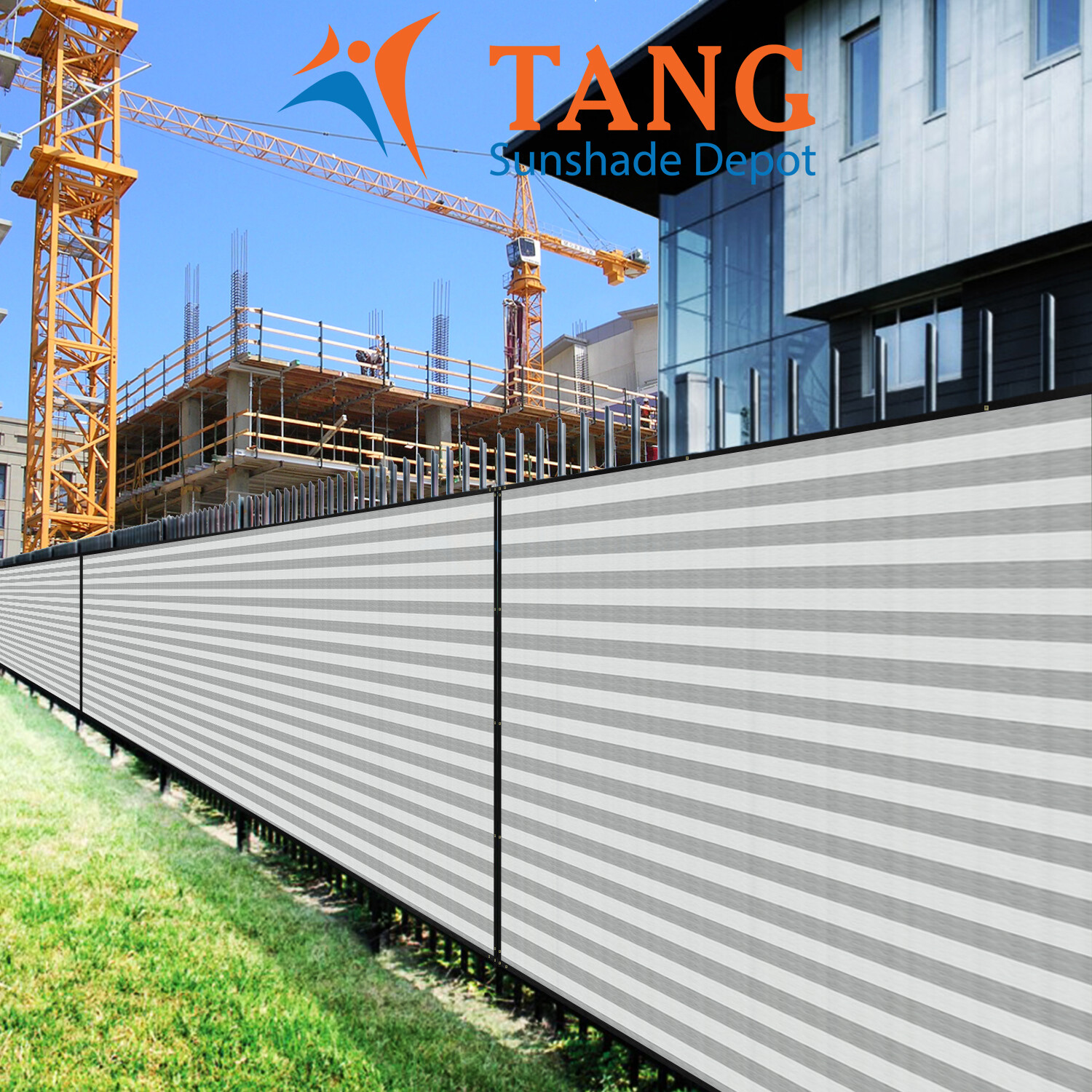 10' Privacy Screen Fence Heavy Duty Graystripe Shade Net Cover Wall Garden Yard