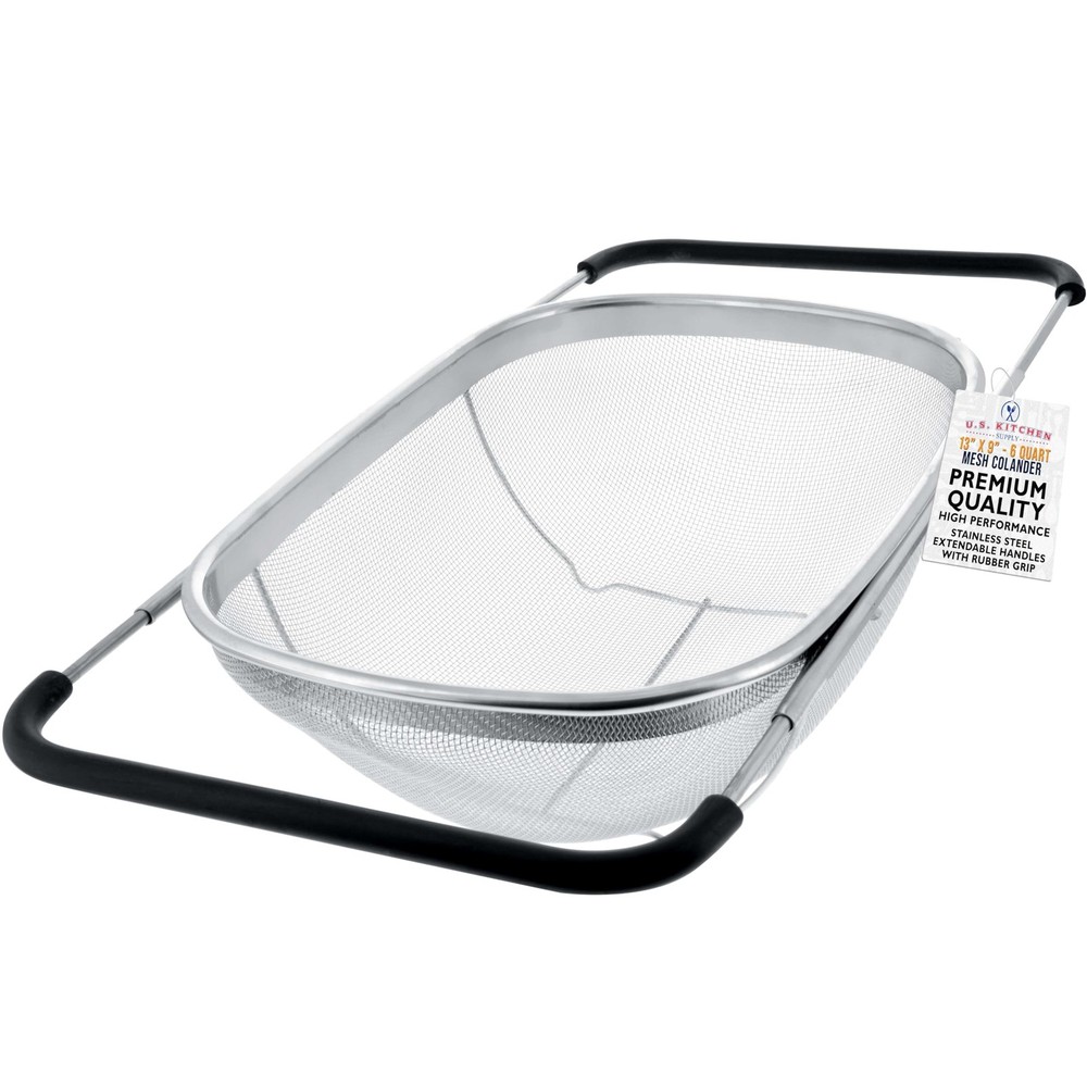 Stainless Steel Colander Strainer - 6-Quart Collapsible Colander with Expanda...