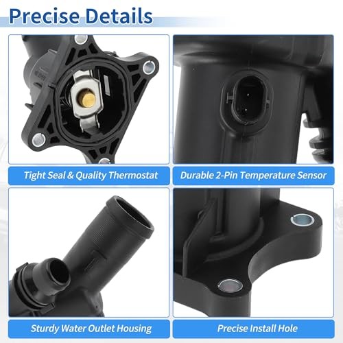 Engine Coolant Thermostat Housing Assembly with Seal & Sensor for Volvo S60