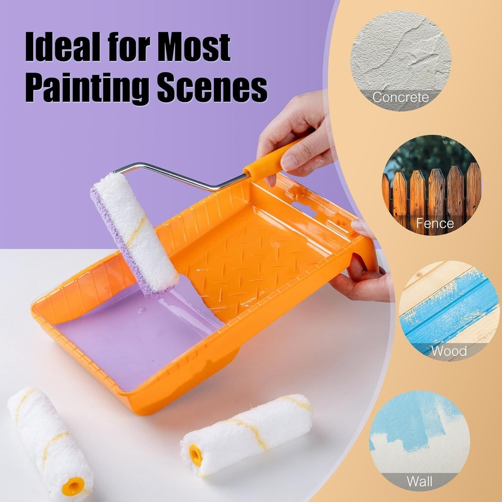 Paint Roller Covers, 10 Pieces, 4 Inch Paint Roller 9mm Nap, Microfiber Paint R
