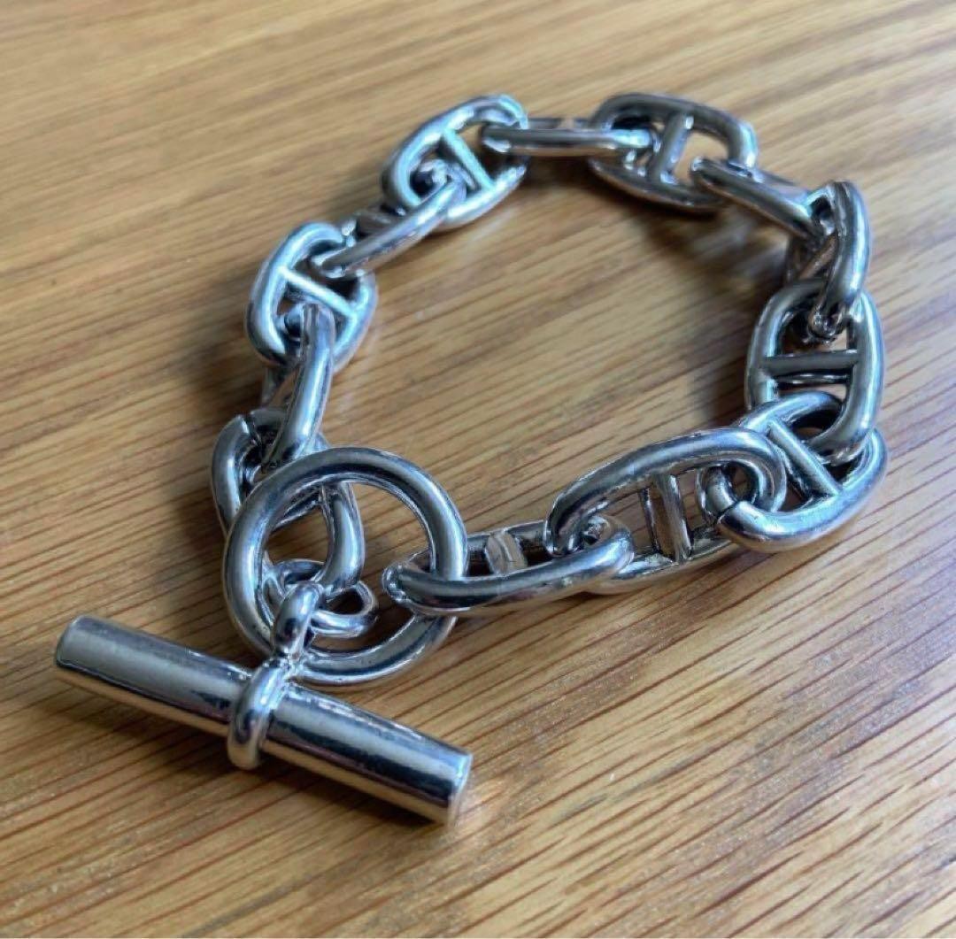 Vintage Silver 925 Anchor Chain Bracelet GM Size 23cm Heavy Men’s Jewelry