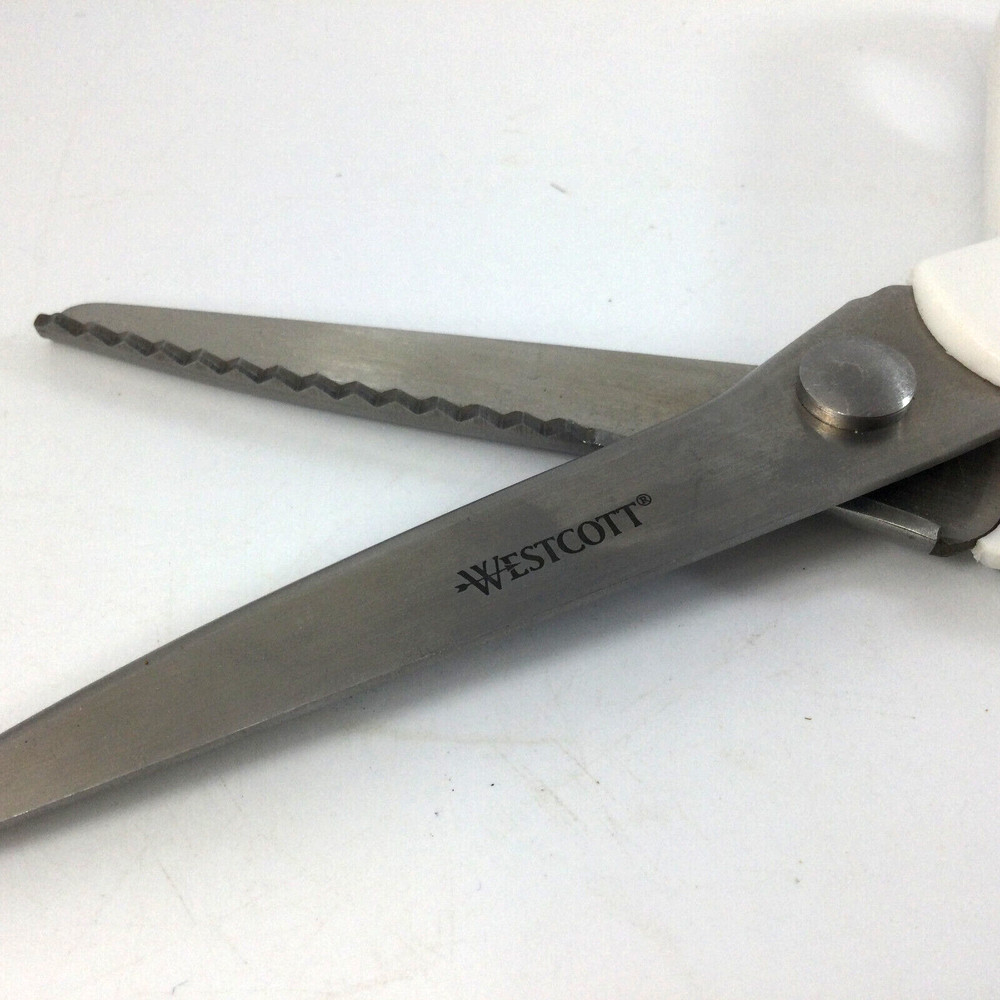 Westcott Pinking Shears Scissors White Handle Zig Zag Cut Craft Fabric