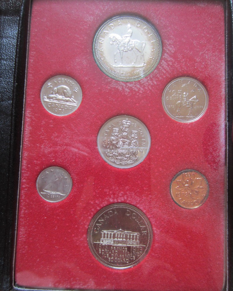 1973 Canada Double Dollar Set (7 Coins Cent to Silver Dollar Mint Set, RJ )