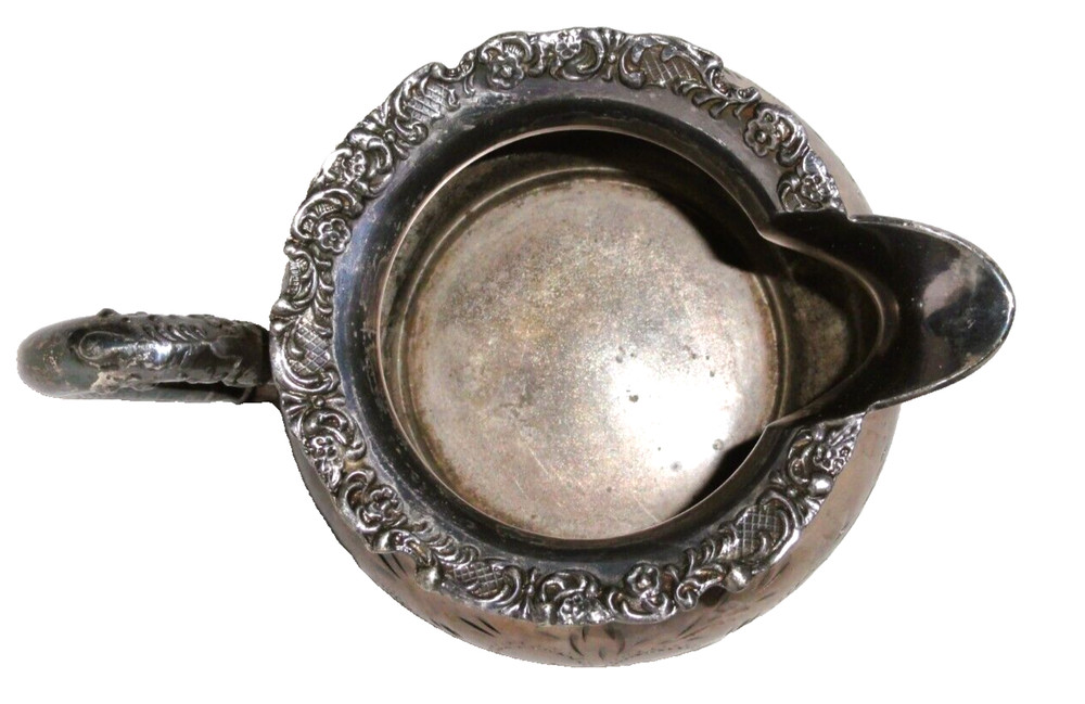 Victorian Van Bergh 1898 Tea Set ~ 4 pc Silverplate ~ Sugar Creamer Waste Bowl