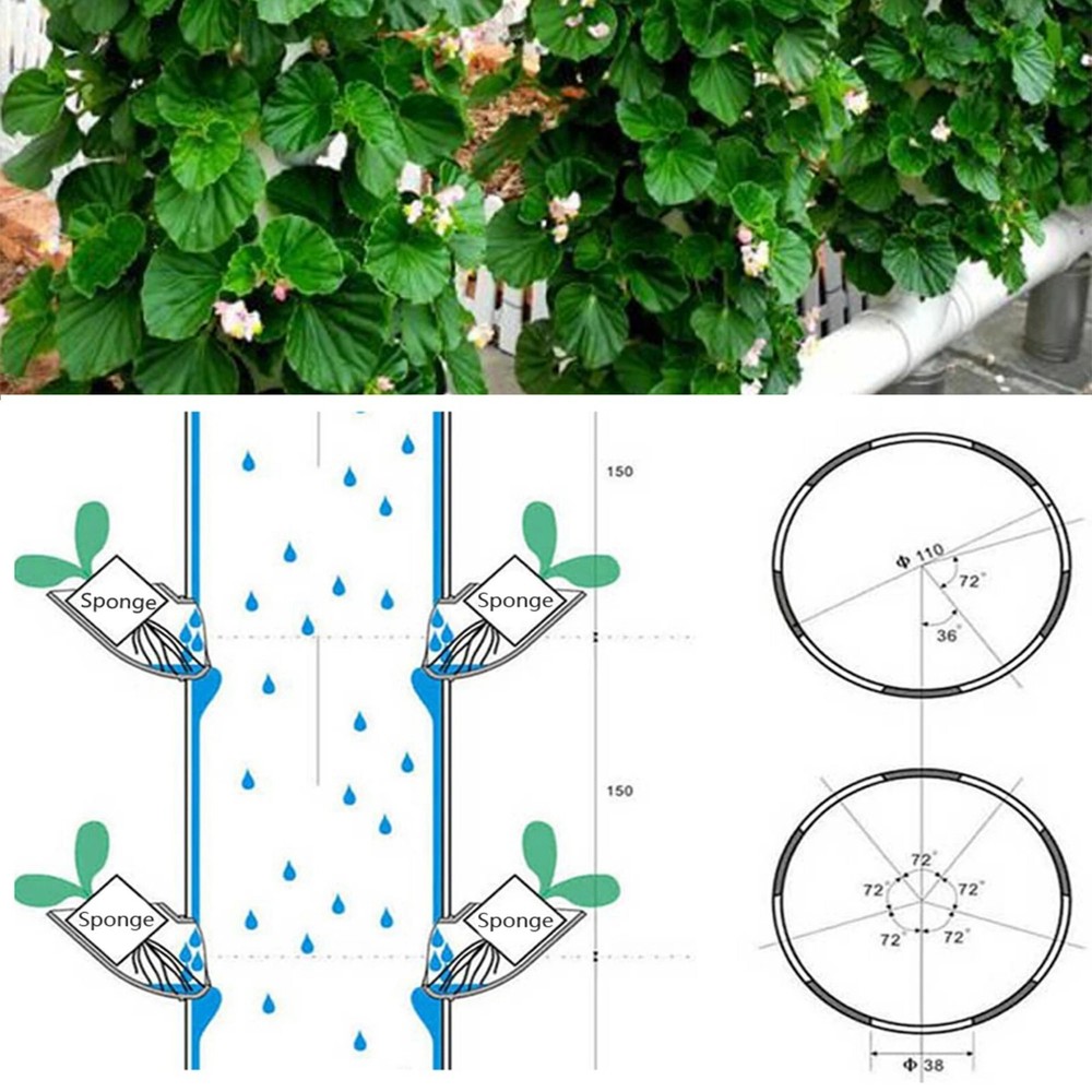 100PCS DIY Set Hydroponic Pot Vertical Tower Growing System Soilless Farm Device