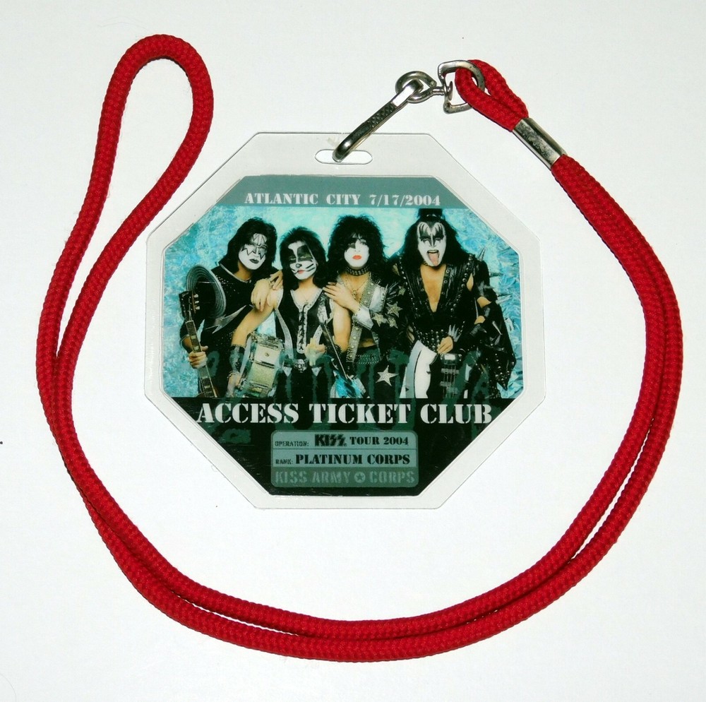 KISS Laminate Pass VIP Atlantic City NJ Concert 2004 Tour Vintage Kiss