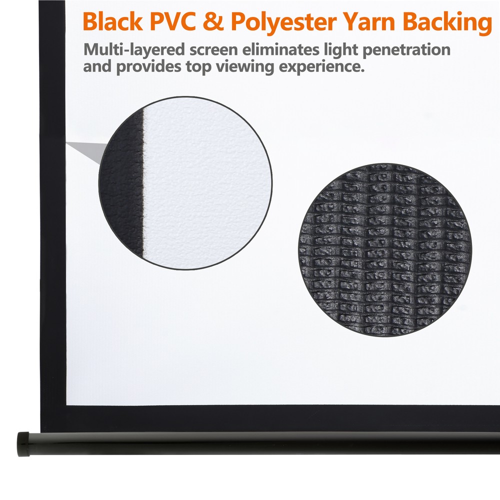 Black Projector Screen Pull Down 16:10 Foldable Wall Mount HD Projection Screen