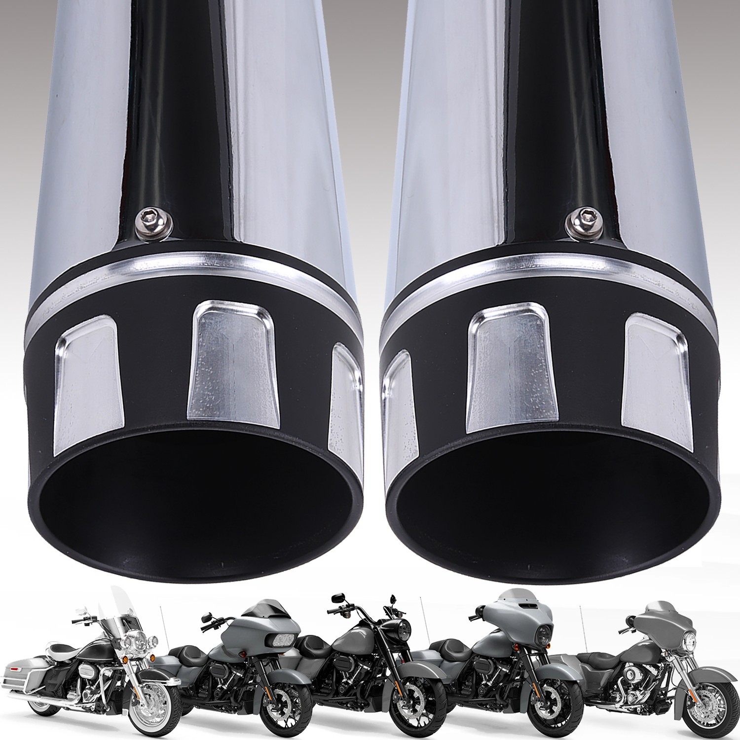 4" Megaphone Exhaust Pipes Mufflers For Harley Touring Ultra Classic Road Glide