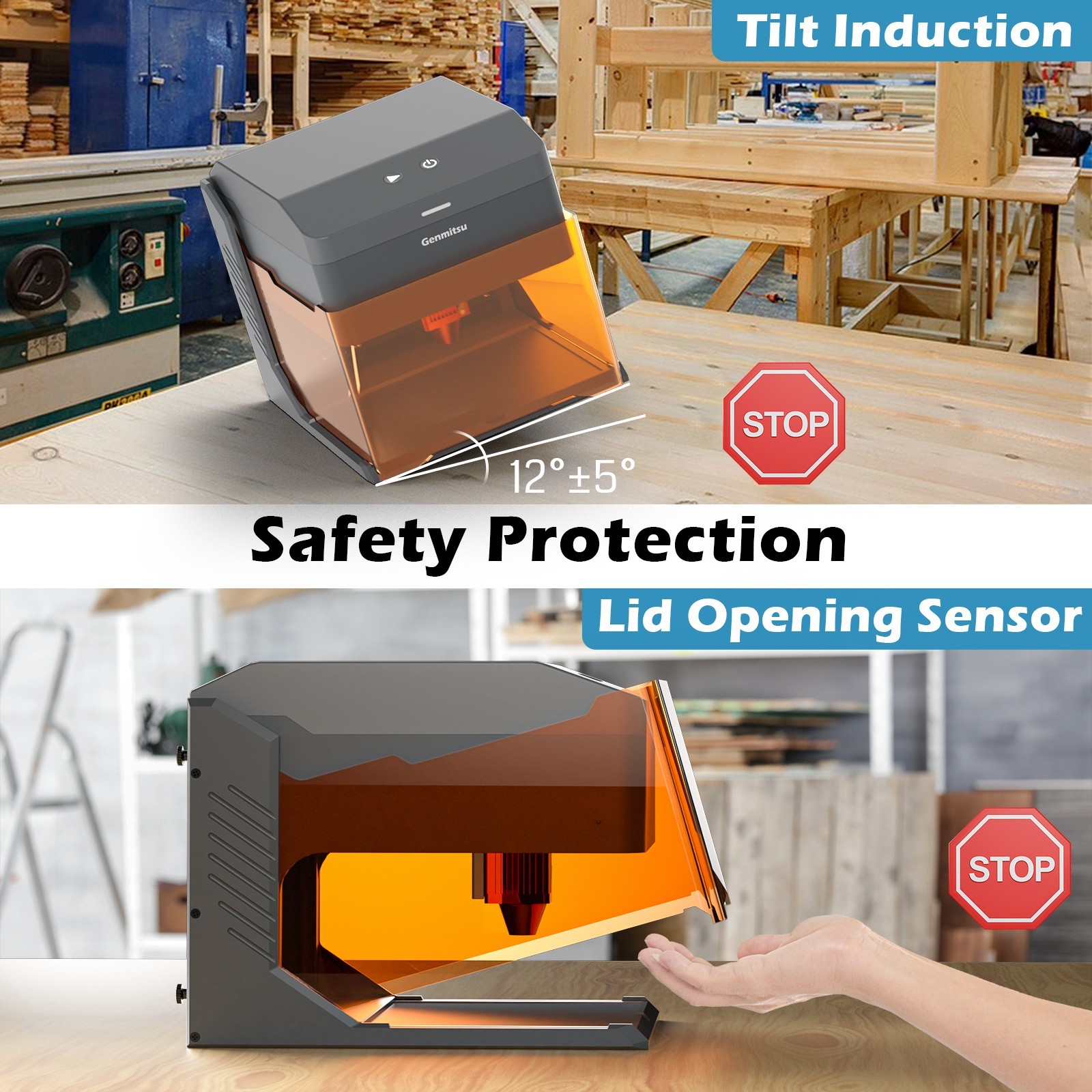 Genmitsu Kiosk Laser Engraver, 10W Power, Light Weight & Portable, APP control