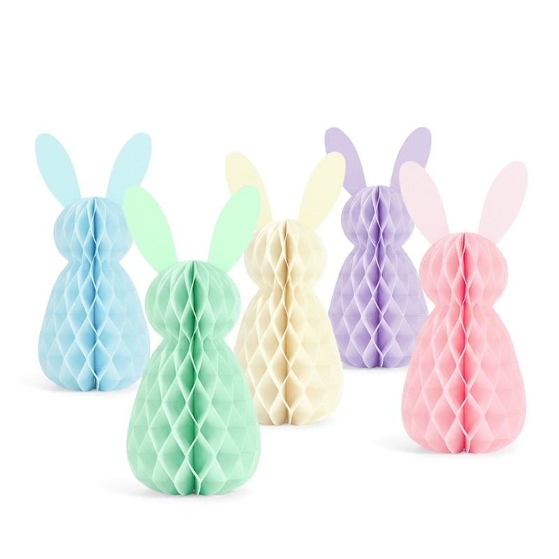 5Pcs Easter Hare Honeycomb Decorations for Tabletop Ceiling Windowsill Display