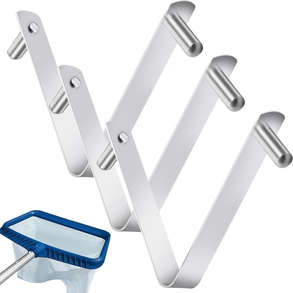 3Pcs Pool Brush Clip V-Shaped Clip, Pole Clips Hooks for Poles,...