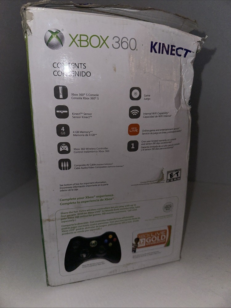 Xbox 360 S Black Model 1439 With Kinect Sensor 4GB
