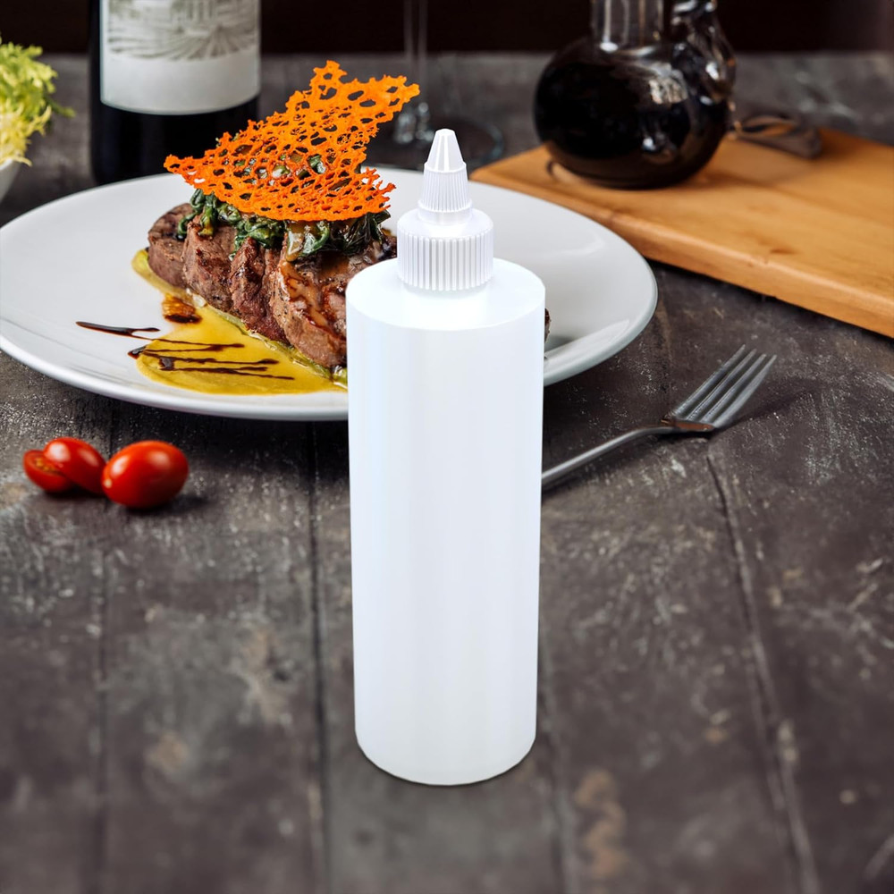 Condiment Squeeze Bottles, 16 OZ Empty with Twist Top Cap, Leak Proof - 4 PACK
