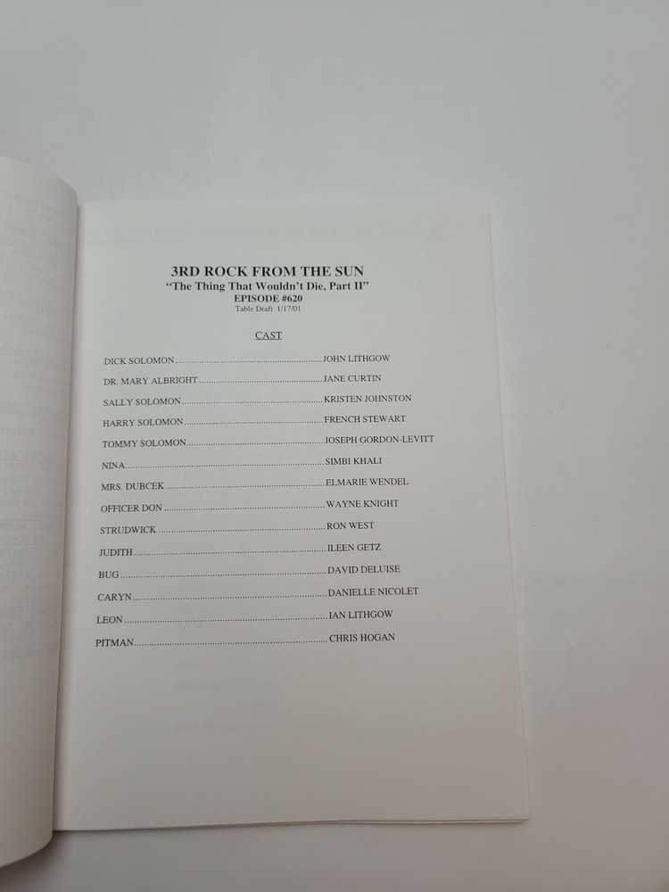 3RD ROCK FROM THE SUN / 2001 TV Script, "The Thing That Wouldn't Die: Part 2"
