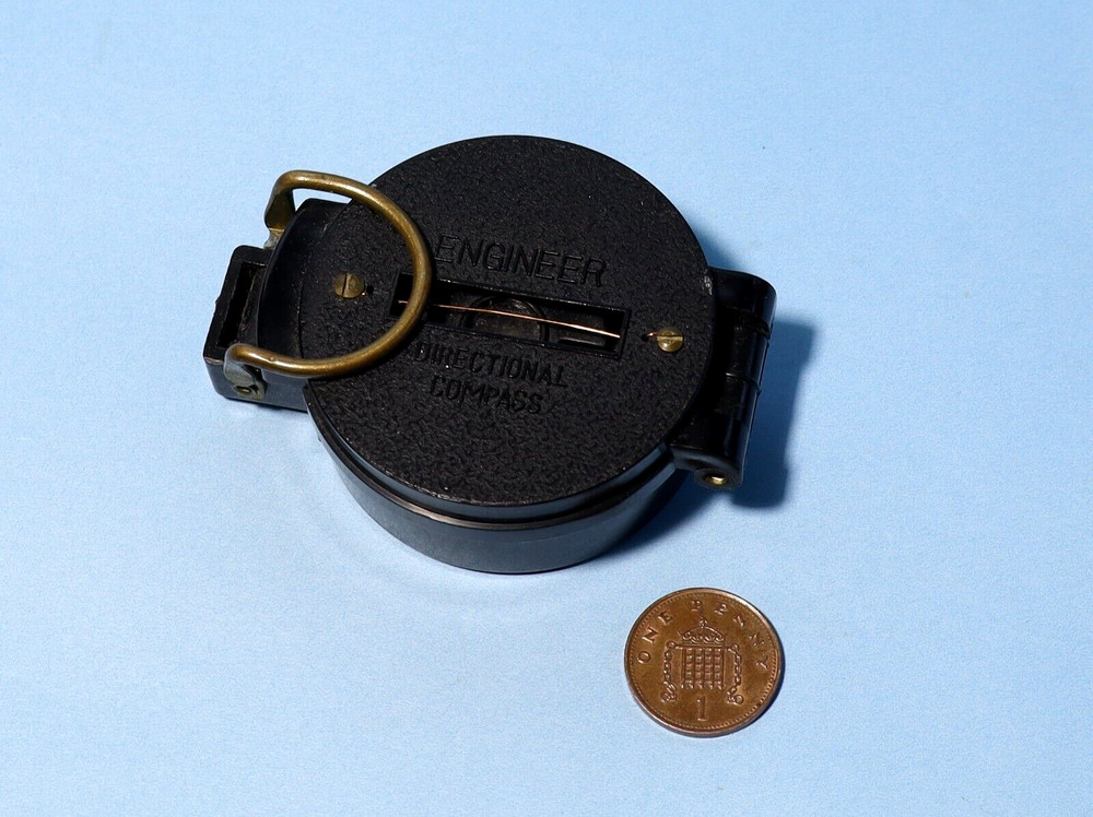 Vintage Engineer Directional Compass Black Plastic Folding Case #JC