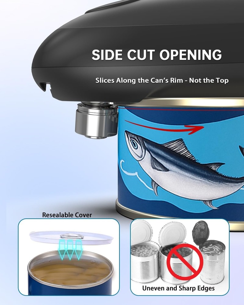 Electric Can Opener, One-Touch Automatic Can Opening with Smooth