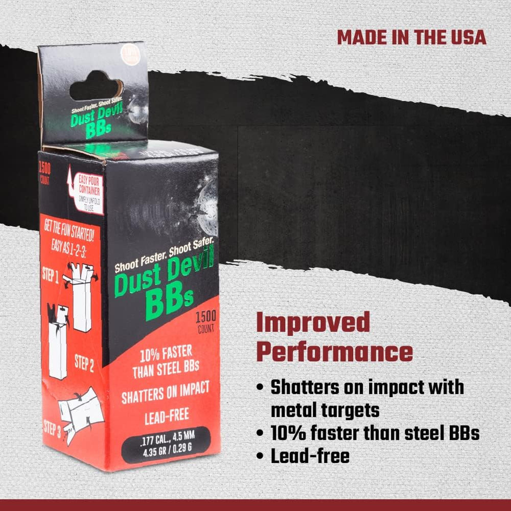Dust Devil Mk2 Frangible BB Bullets, BB Gun Ammo, 1,500-Count