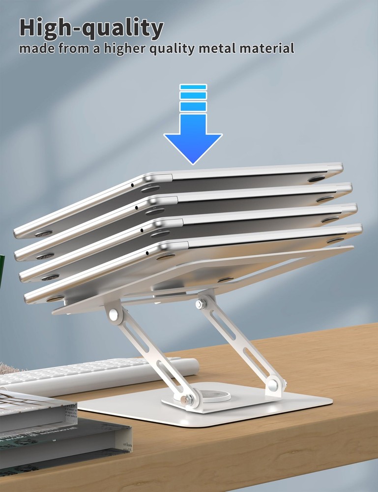 Laptop Stand for Desk with 360° Rotating Base, Multi-Angle Adjustable Laptop ...