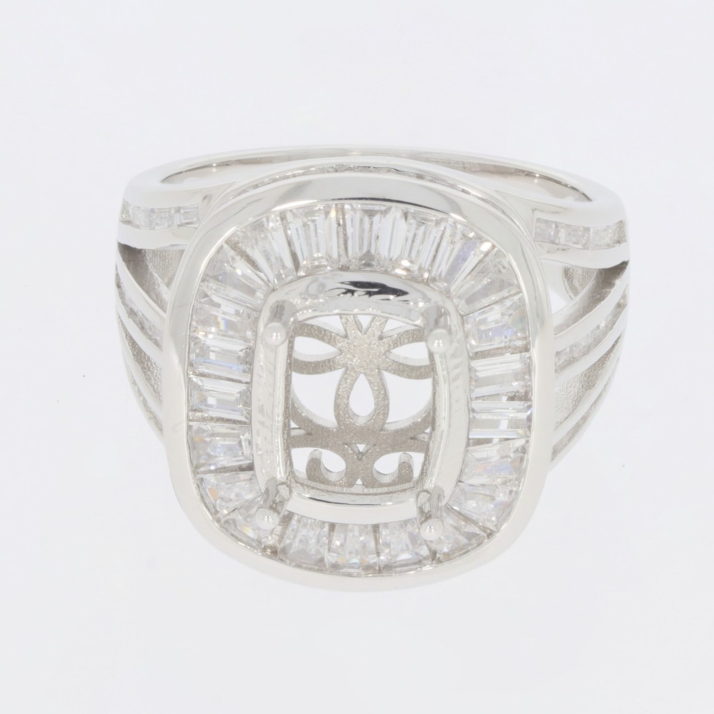 Sterling Silver Semi Mount Ring Setting Cushion CU 9x7mm