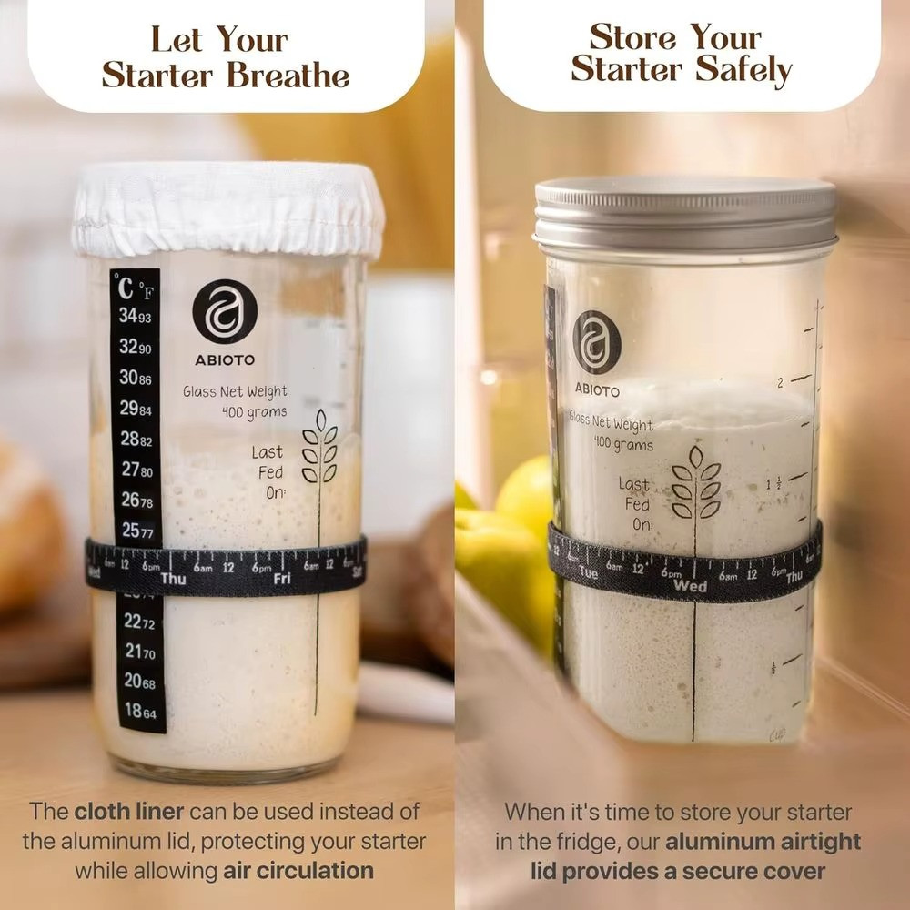 Sourdough Starter Kit Bread Baking Set Proofing Baskets Jar Artisan Bread