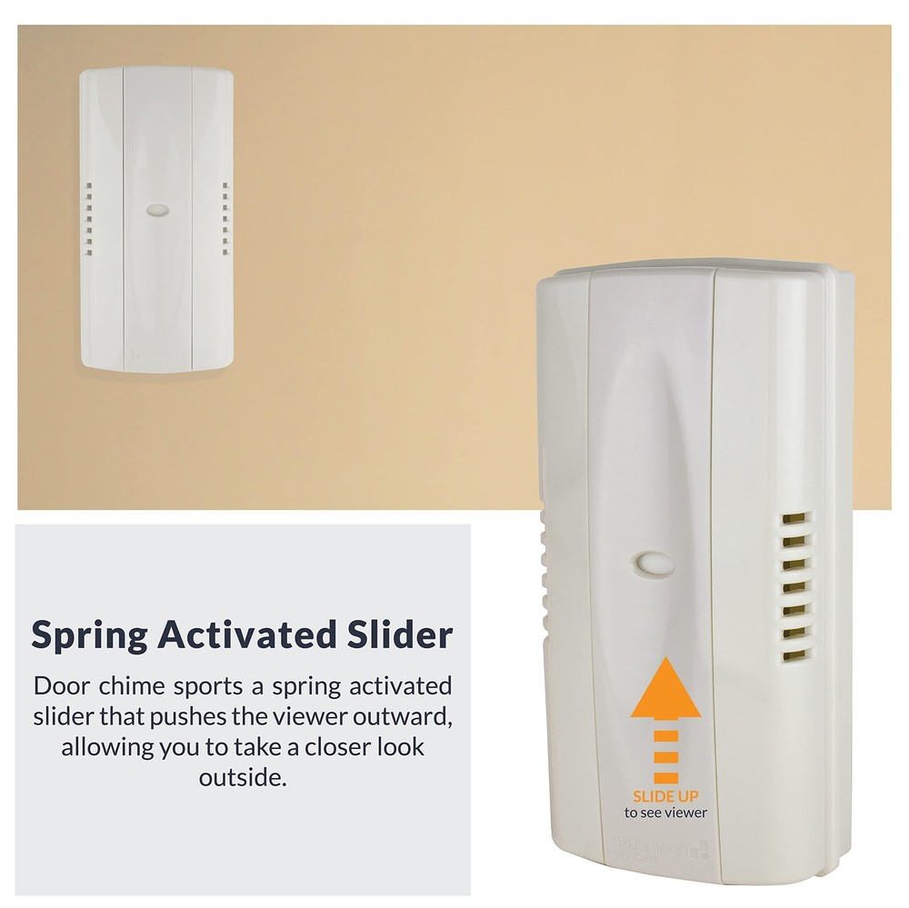 2-Note Mechanical Door Bell Chime with Button and Viewer, Silver