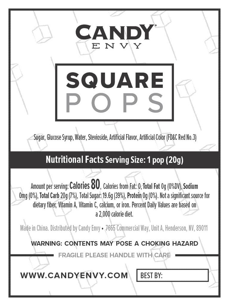 - Red Square Pops - 24 Pack - Cinnamon Flavored Lollipops