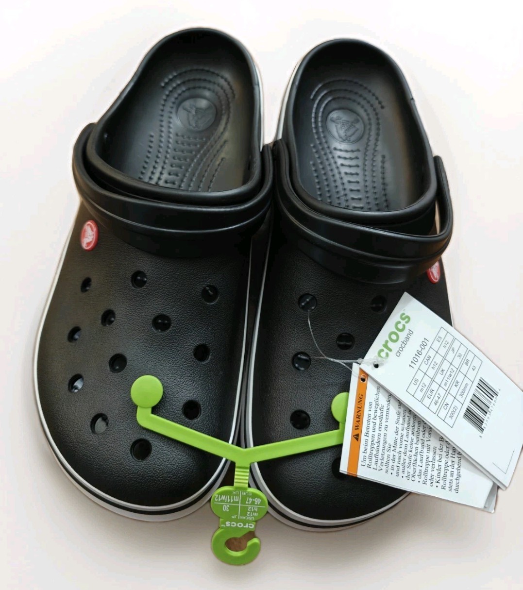 BRAND NEW Crocs Crocband Adult Men's Size 12 Clogs Black White FREE SHIPPING!!!!