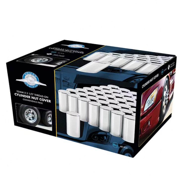 Chrome Plastic 33mm Cylinder Nut Cover 60 Pack