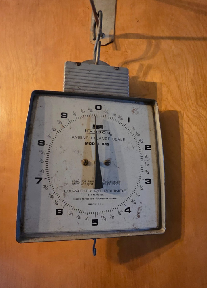 VINTAGE HANSON HANGING SCALE MODEL 842 RUSTIC KITCHEN