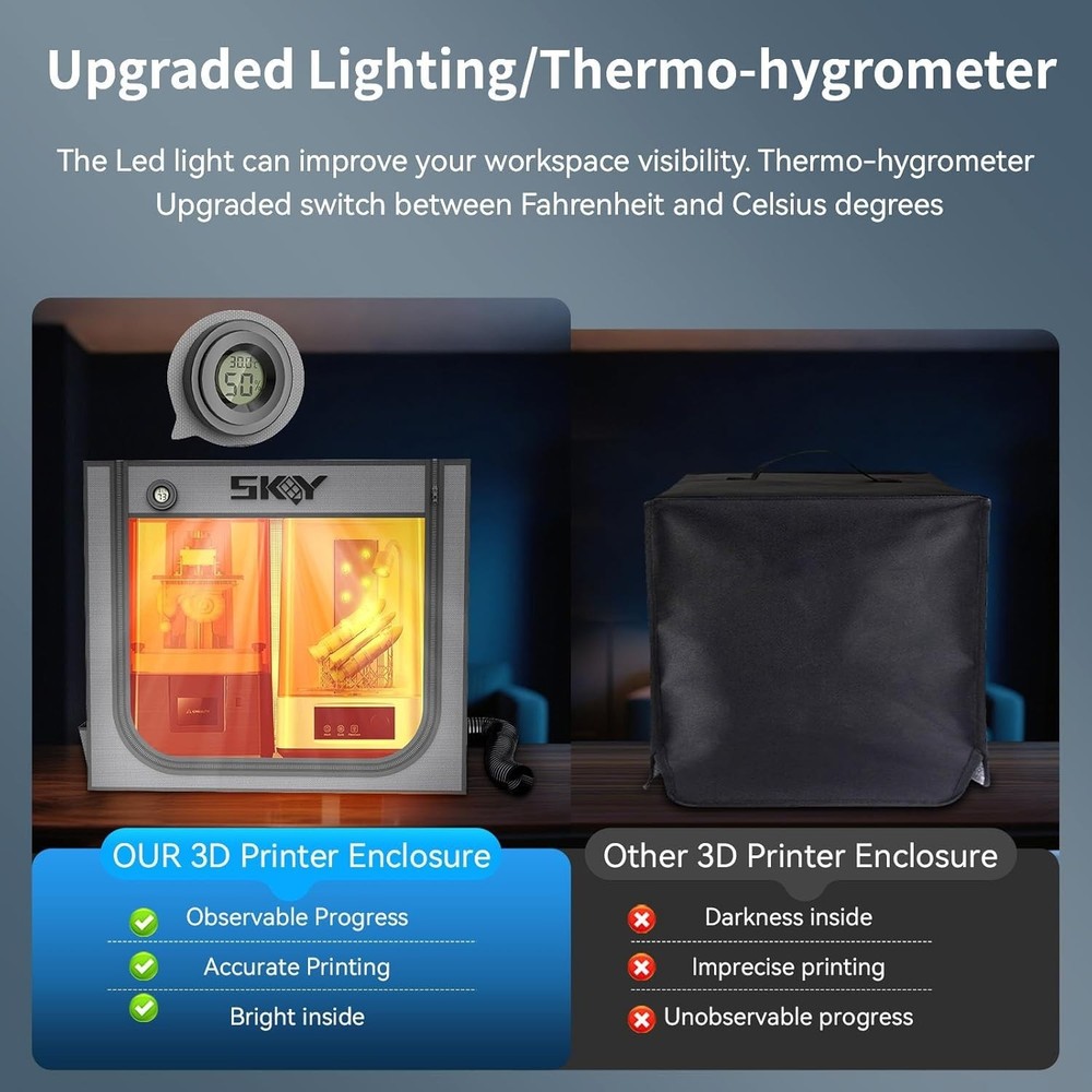 Double Space Resin 3D Enclosure with Ventilation Kit LED Light, 3D Printer Vente