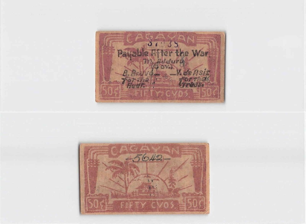 *Philippine Guerrilla Currency, Cagayan 50 Centavos 1940s[A4460]7l9