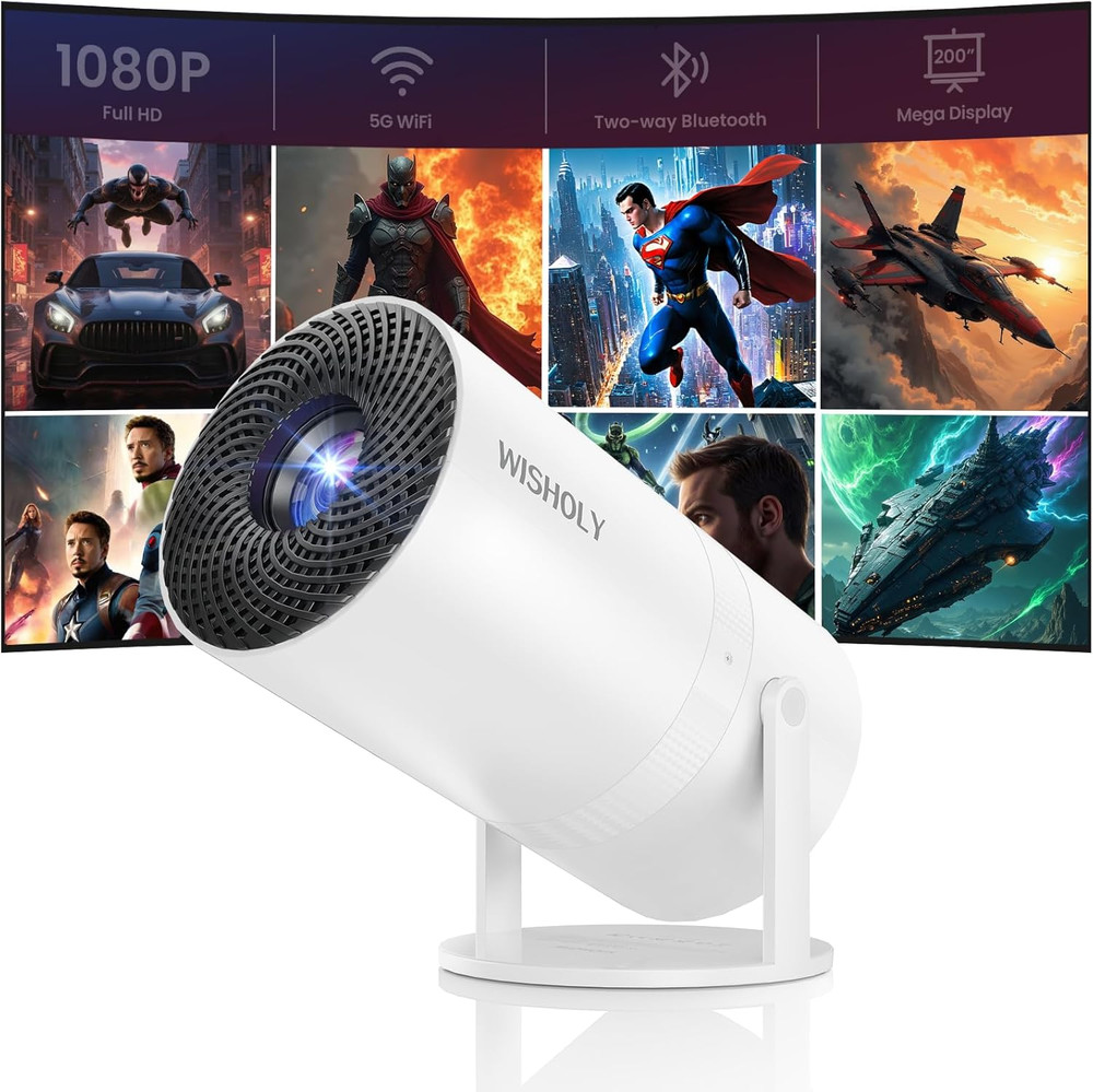 Mini Projector WiFi Bluetooth Portable 1080P Supported Rotatable Keystone