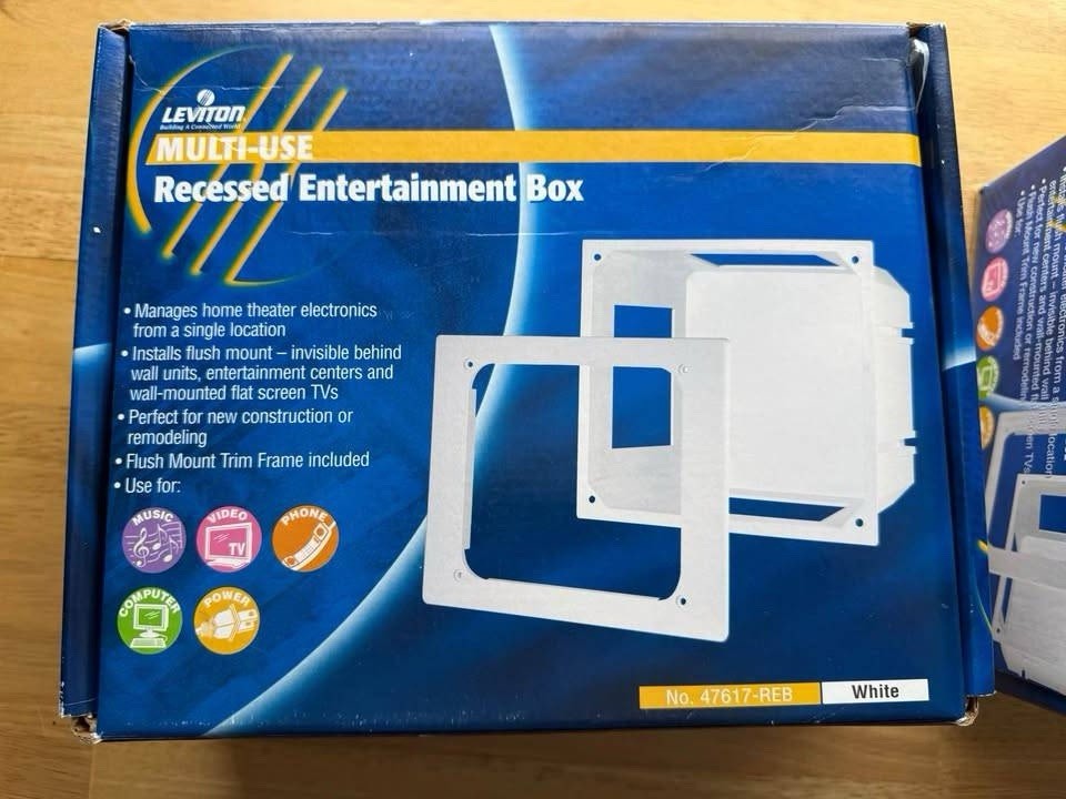 Leviton Recessed Entertainment Boxes, Covers, Posts For 5.1 Setup