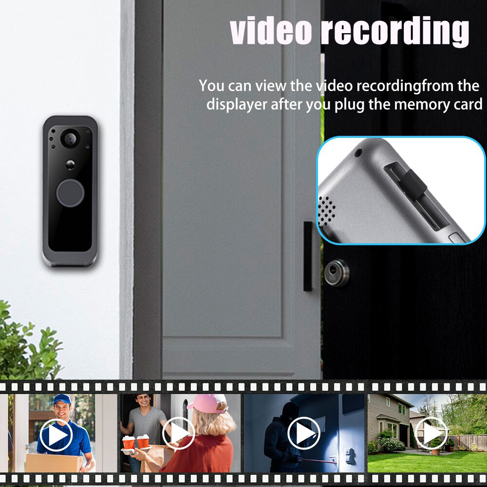 Intelligent Wireless Smart Visual Doorbell Camera 2 Way Intercom PIR 4in Display