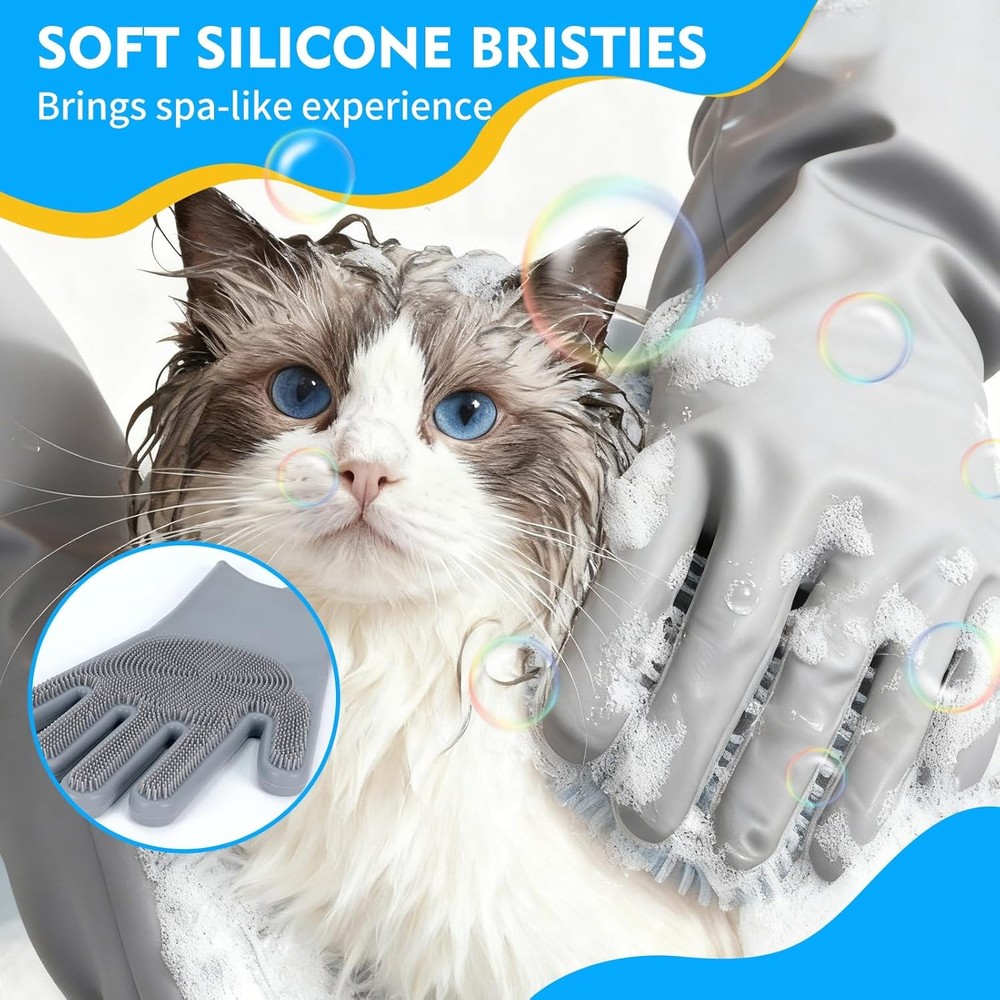 Silicone cleaning gloves with scrubber bristles